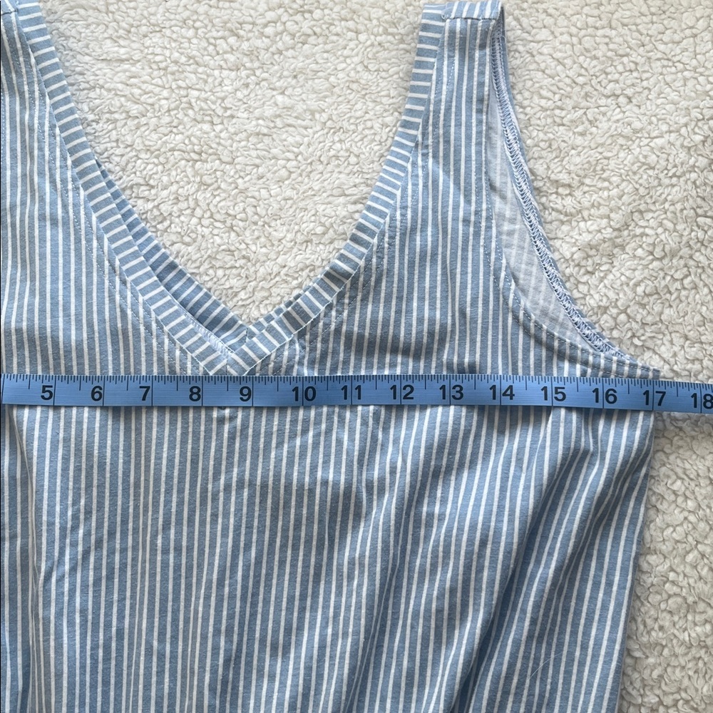 Pact Organic Cotton Blue White Striped Jumpsuit Sz Medium V-Neck Tank Ankle Crop - Picture 5 of 10
